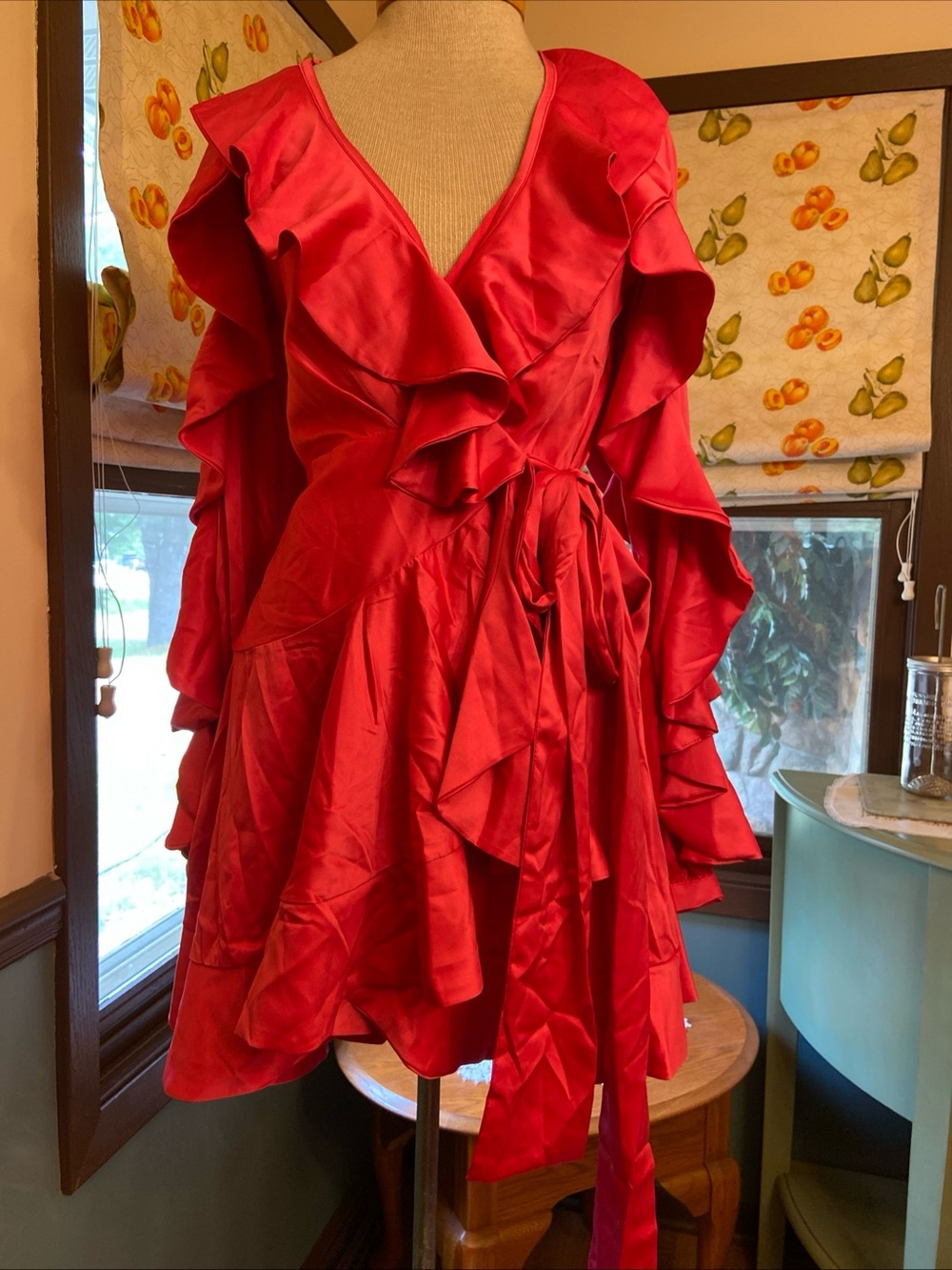 Pink Ruffled Wrap Dress - Women's Elegant Evening Dress NWT